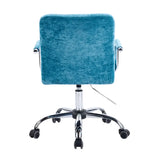 Adjustable Blue Upholstered Swivel Ergonomic Rolling Office Chair Image - 6