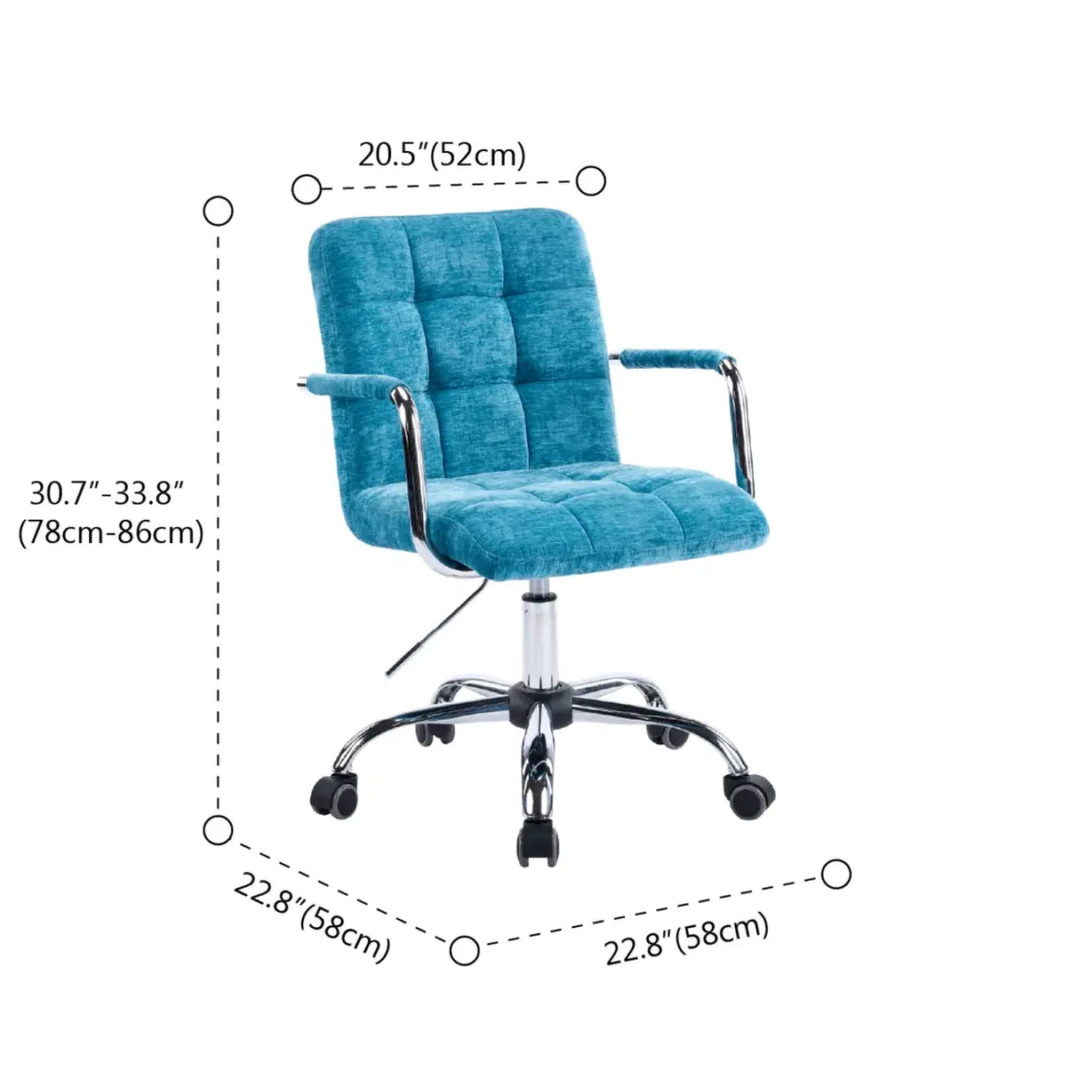 Adjustable Blue Upholstered Swivel Ergonomic Rolling Office Chair 