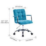 Adjustable Blue Upholstered Swivel Ergonomic Rolling Office Chair #size