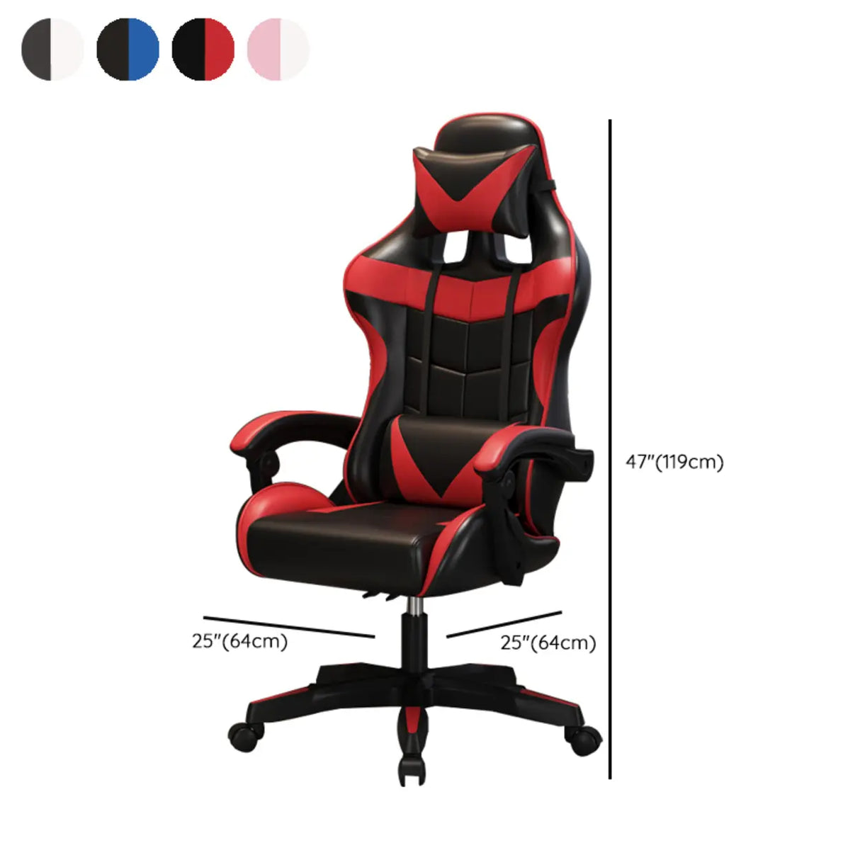 Adjustable Blue-White Leather Headrest Gaming Office Chair 