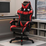 Adjustable Blue-White Leather Headrest Gaming Office Chair Image - 2