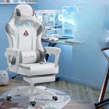 Adjustable Blue-White Leather Headrest Gaming Office Chair Image - 19