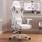 Adjustable Blue-White Leather Headrest Gaming Office Chair Image - 21