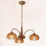 Adjustable Chain Solid Wood Slat Dome Chandelier Image - 3