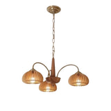 Adjustable Chain Solid Wood Slat Dome Chandelier Image - 4