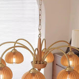 Adjustable Chain Solid Wood Slat Dome Chandelier Image - 5