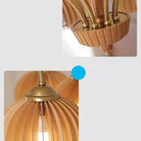 Adjustable Chain Solid Wood Slat Dome Chandelier Image - 7