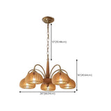 Adjustable Chain Solid Wood Slat Dome Chandelier Image - 9