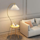 Adjustable Cone Curved Gold Floor Lamp with Storage Image - 1
