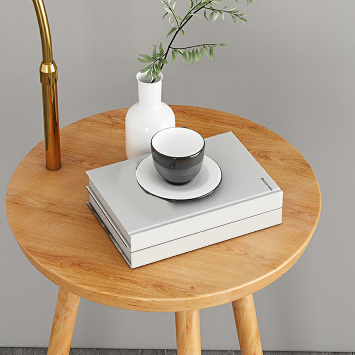 Adjustable Cone Curved Gold Floor Lamp with Storage Image - 10
