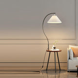 Adjustable Cone Curved Gold Floor Lamp with Storage Image - 2