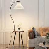 Adjustable Cone Curved Gold Floor Lamp with Storage Image - 8
