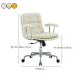 Adjustable Cream Leather Ergonomic Office Chair with Arms #size