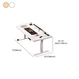 Adjustable Dark Walnut-Black Wood T-Shape Computer Desk Image - 33