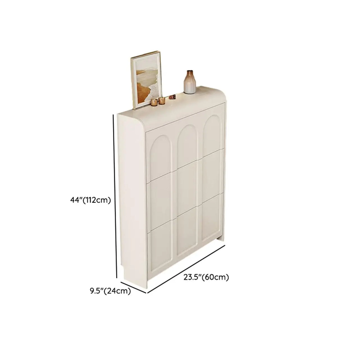 Adjustable Entryway White Drop Front Shoe Storage Cabinet Image - 16