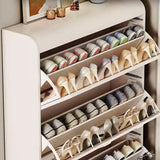 Adjustable Entryway White Drop Front Shoe Storage Cabinet Image - 6