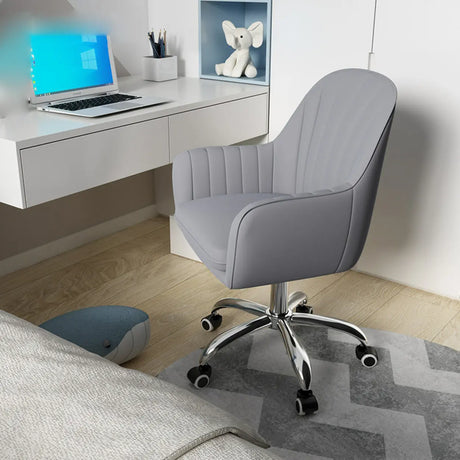 Adjustable Ergonomic Grey Swivel Bedroom Office Chair Image - 1