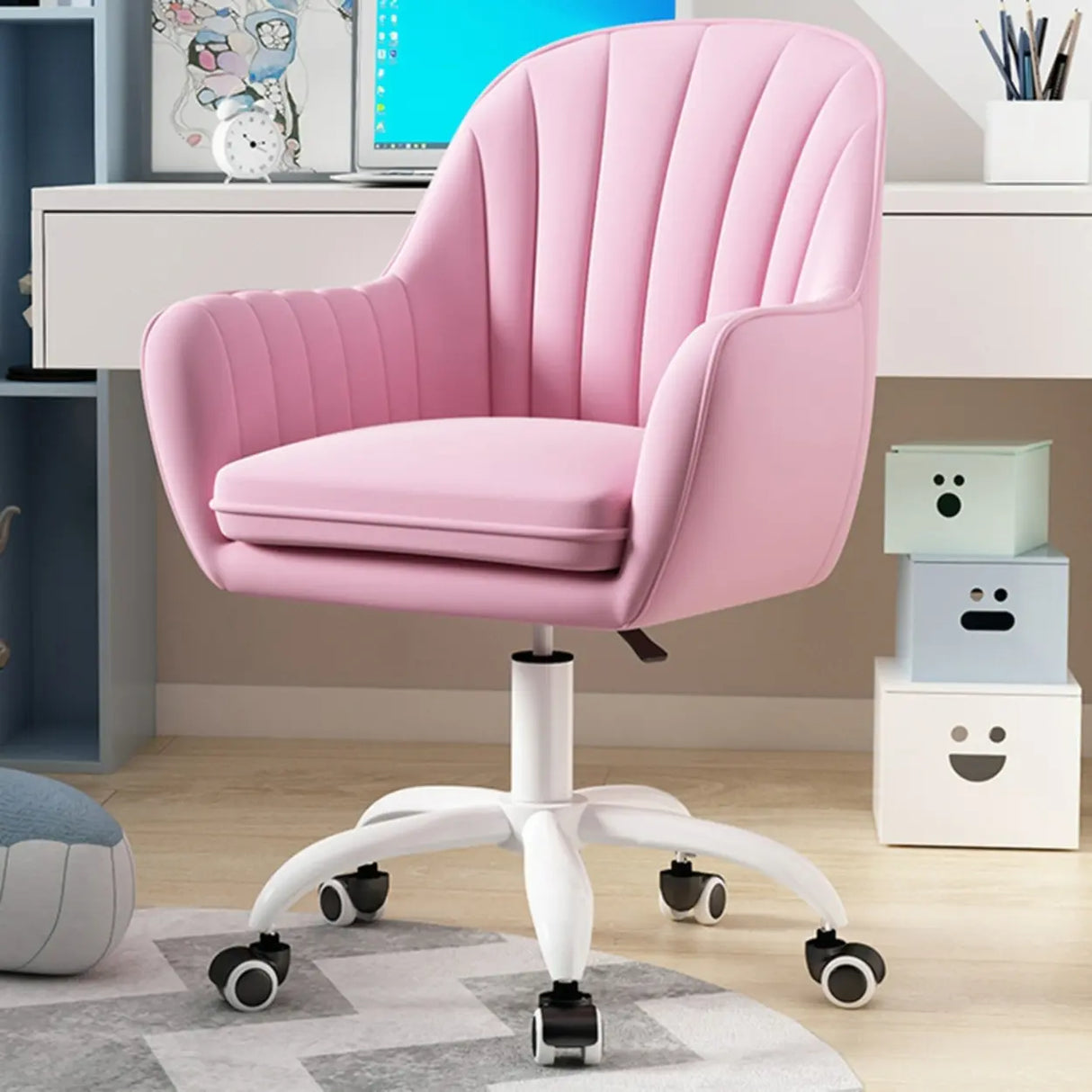 Adjustable Ergonomic Grey Swivel Bedroom Office Chair Image - 10