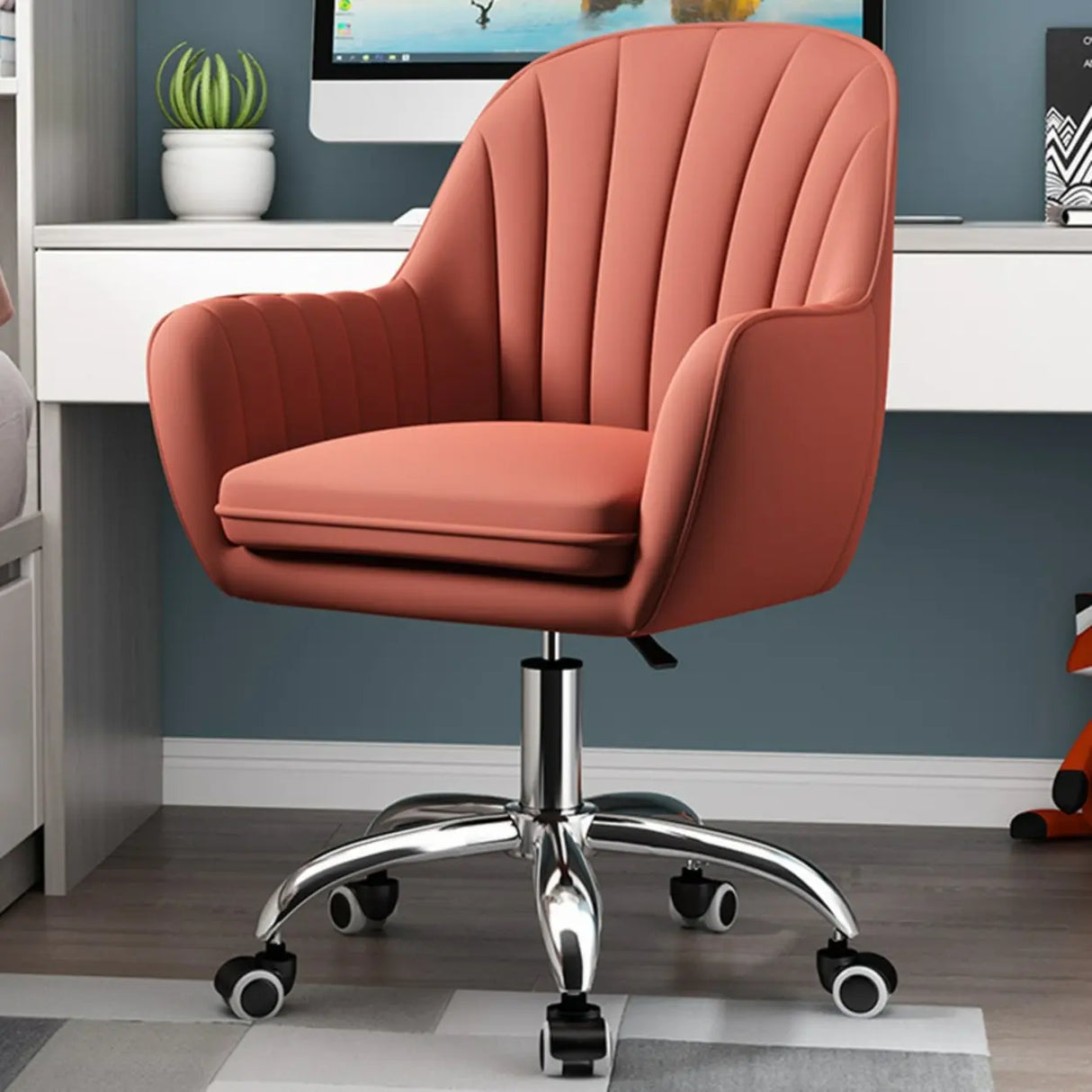 Adjustable Ergonomic Grey Swivel Bedroom Office Chair Image - 12