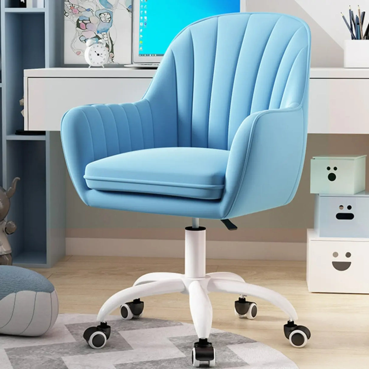 Adjustable Ergonomic Grey Swivel Bedroom Office Chair Image - 18