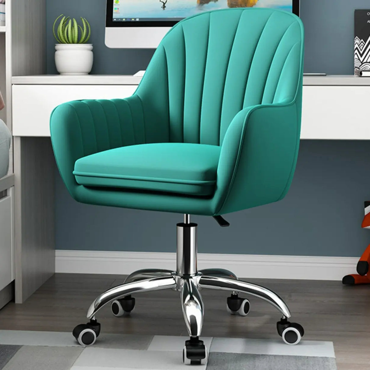 Adjustable Ergonomic Grey Swivel Bedroom Office Chair Image - 19