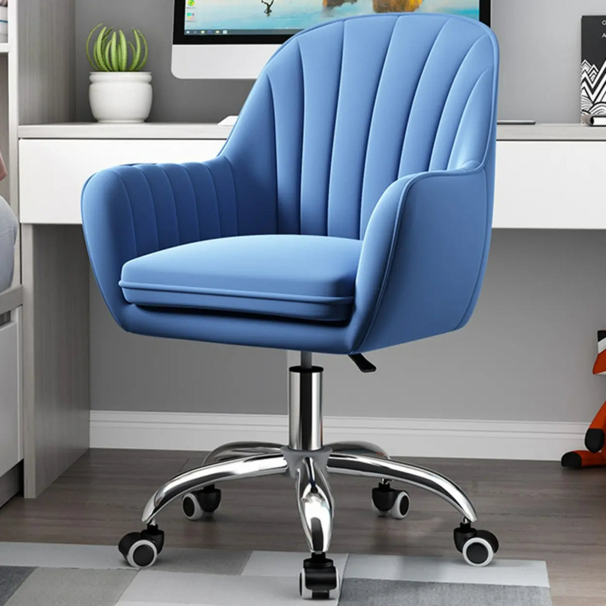 Adjustable Ergonomic Grey Swivel Bedroom Office Chair Image - 22