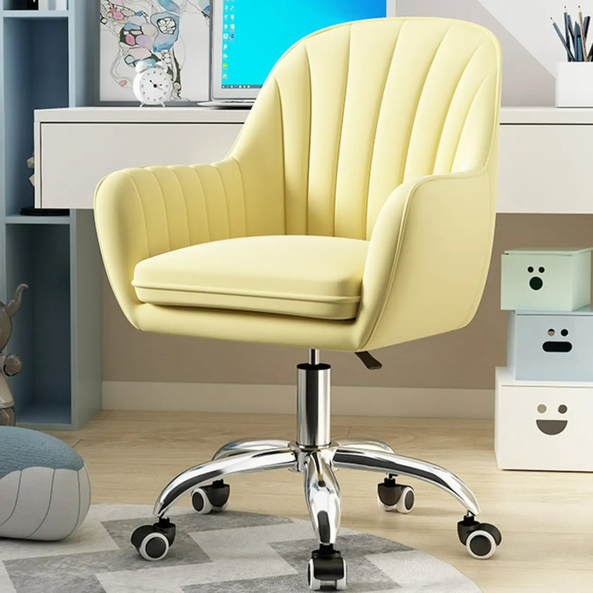 Adjustable Ergonomic Grey Swivel Bedroom Office Chair Image - 23
