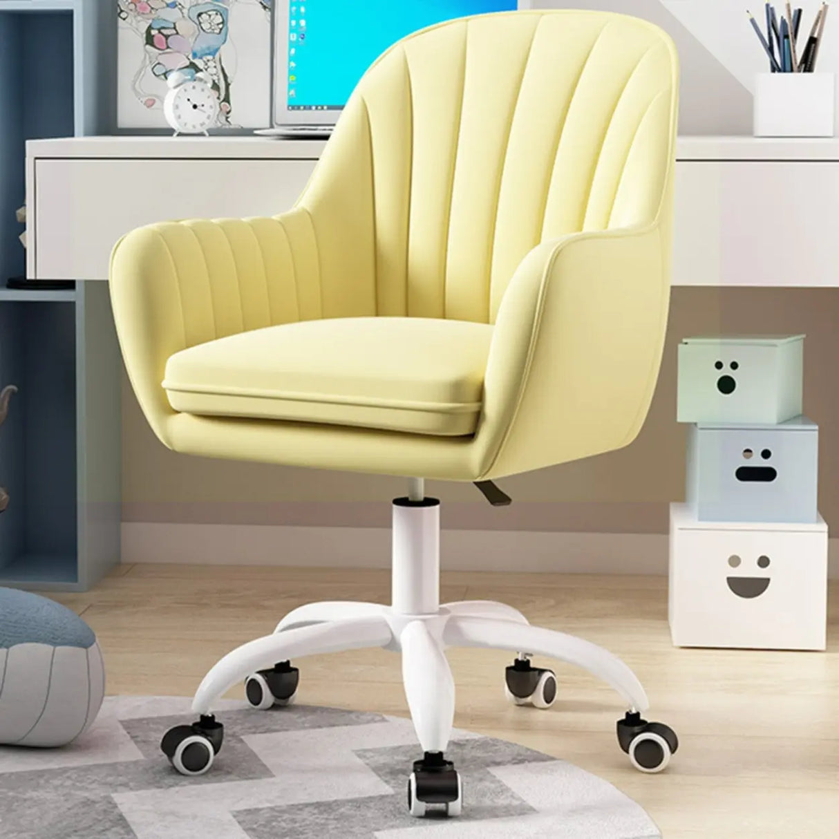Adjustable Ergonomic Grey Swivel Bedroom Office Chair Image - 24