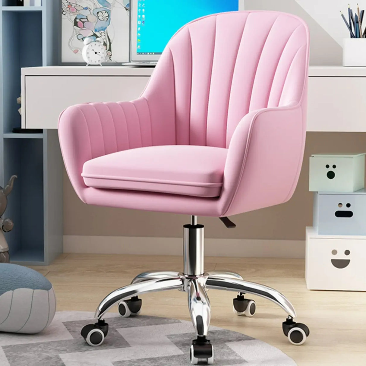Adjustable Ergonomic Grey Swivel Bedroom Office Chair Image - 25