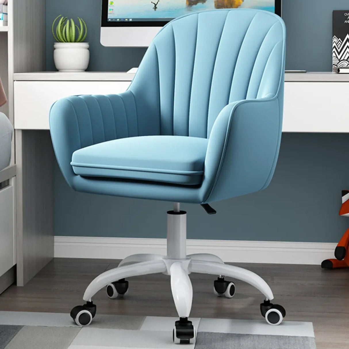 Adjustable Ergonomic Grey Swivel Bedroom Office Chair Image - 26