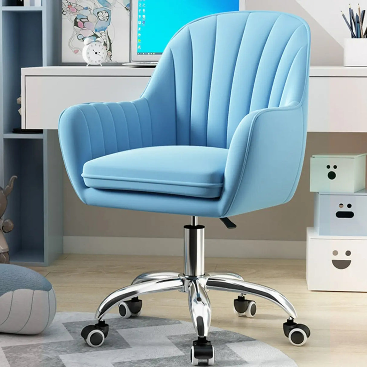 Adjustable Ergonomic Grey Swivel Bedroom Office Chair Image - 27