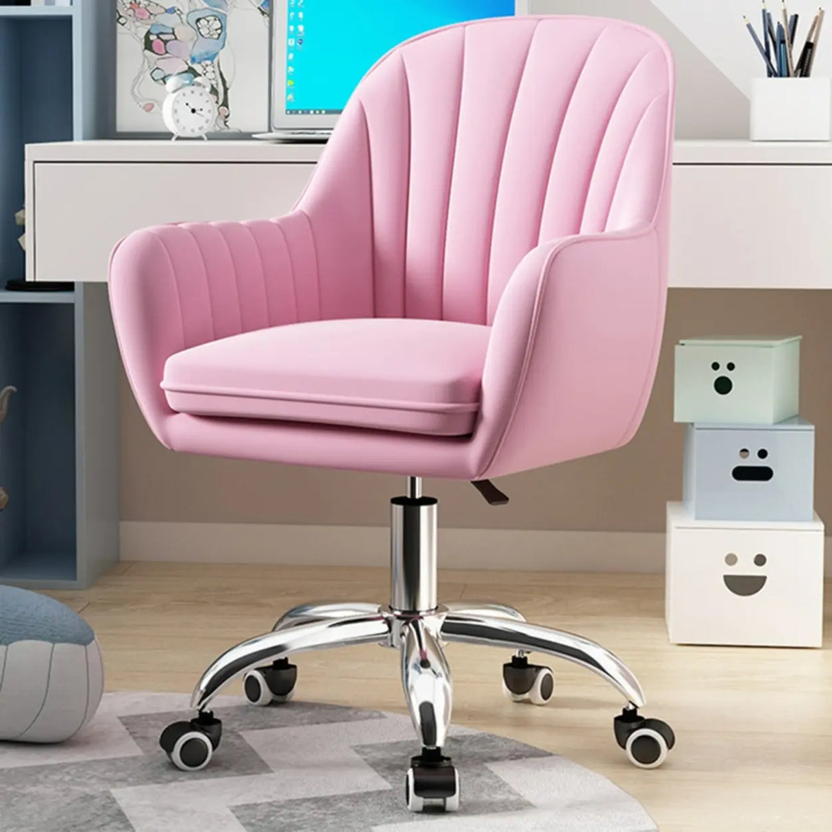Adjustable Ergonomic Grey Swivel Bedroom Office Chair Image - 28