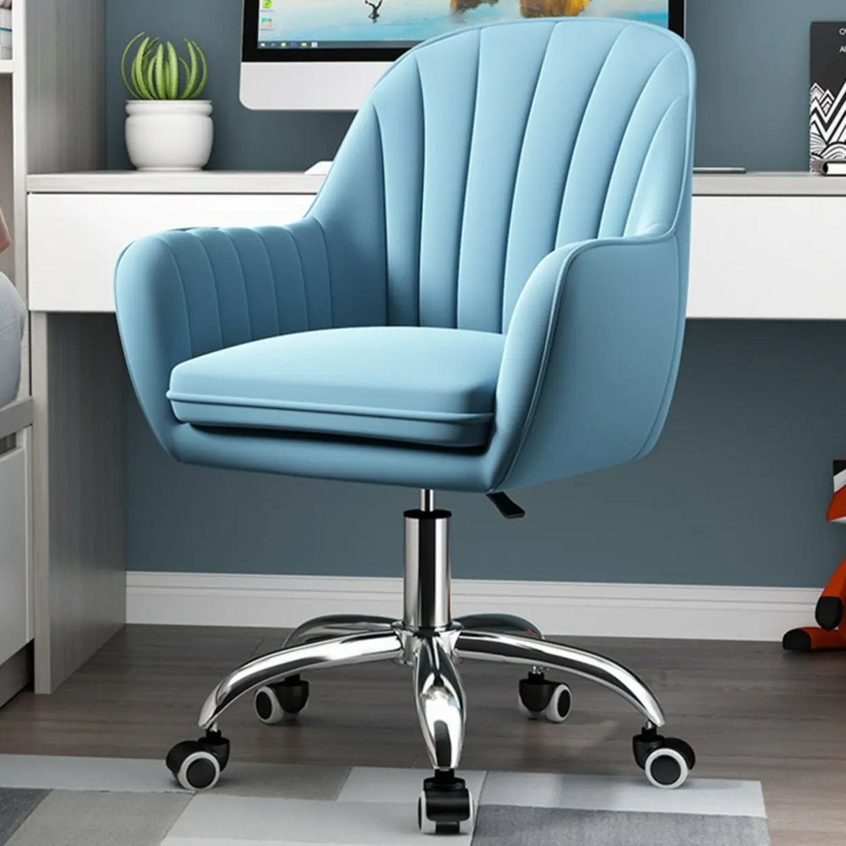 Adjustable Ergonomic Grey Swivel Bedroom Office Chair Image - 29
