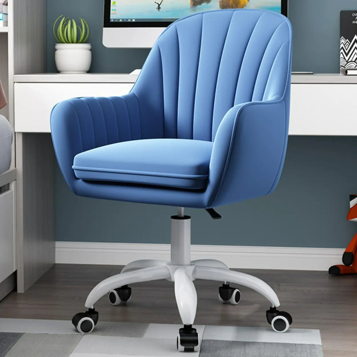 Adjustable Ergonomic Grey Swivel Bedroom Office Chair Image - 31