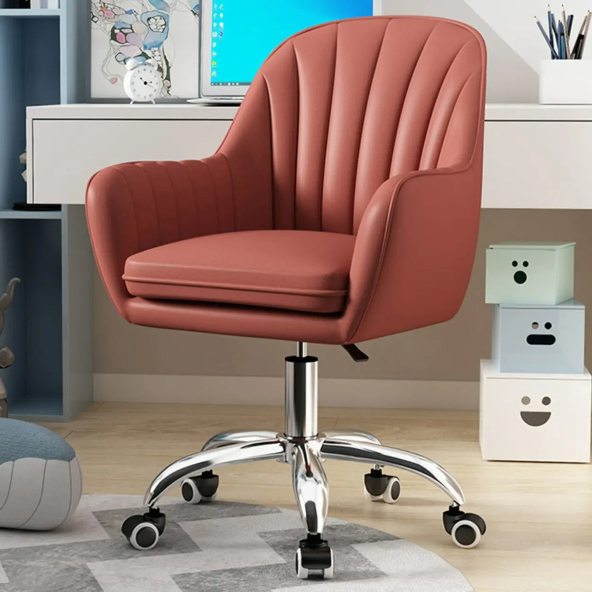 Adjustable Ergonomic Grey Swivel Bedroom Office Chair Image - 32