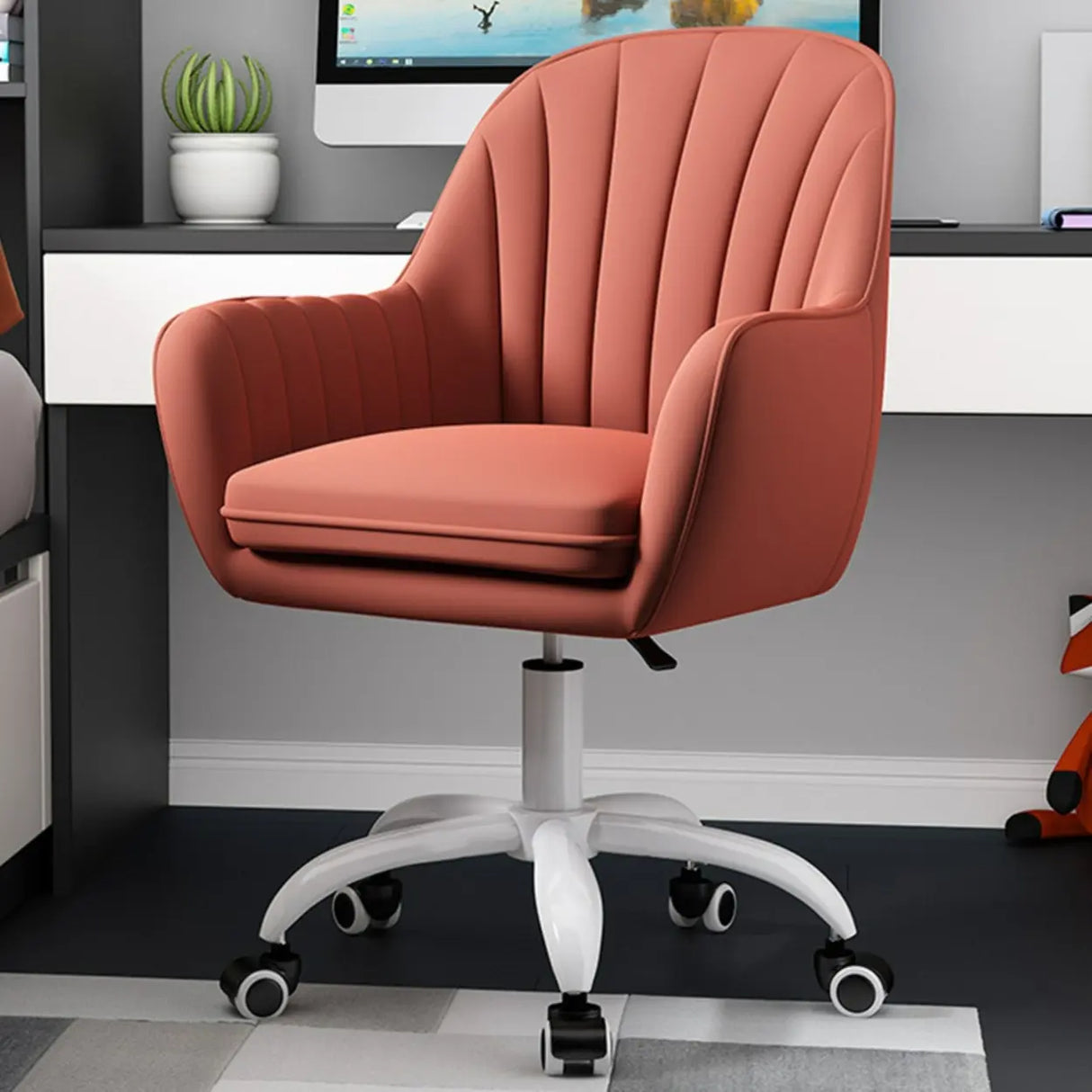 Adjustable Ergonomic Grey Swivel Bedroom Office Chair Image - 33