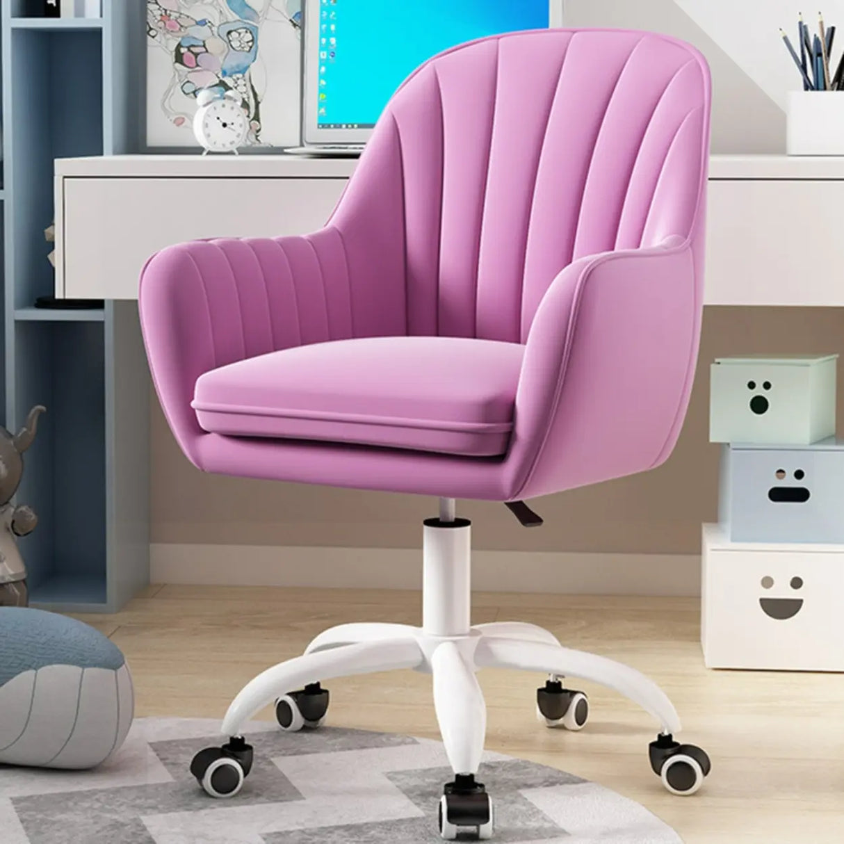 Adjustable Ergonomic Grey Swivel Bedroom Office Chair Image - 34