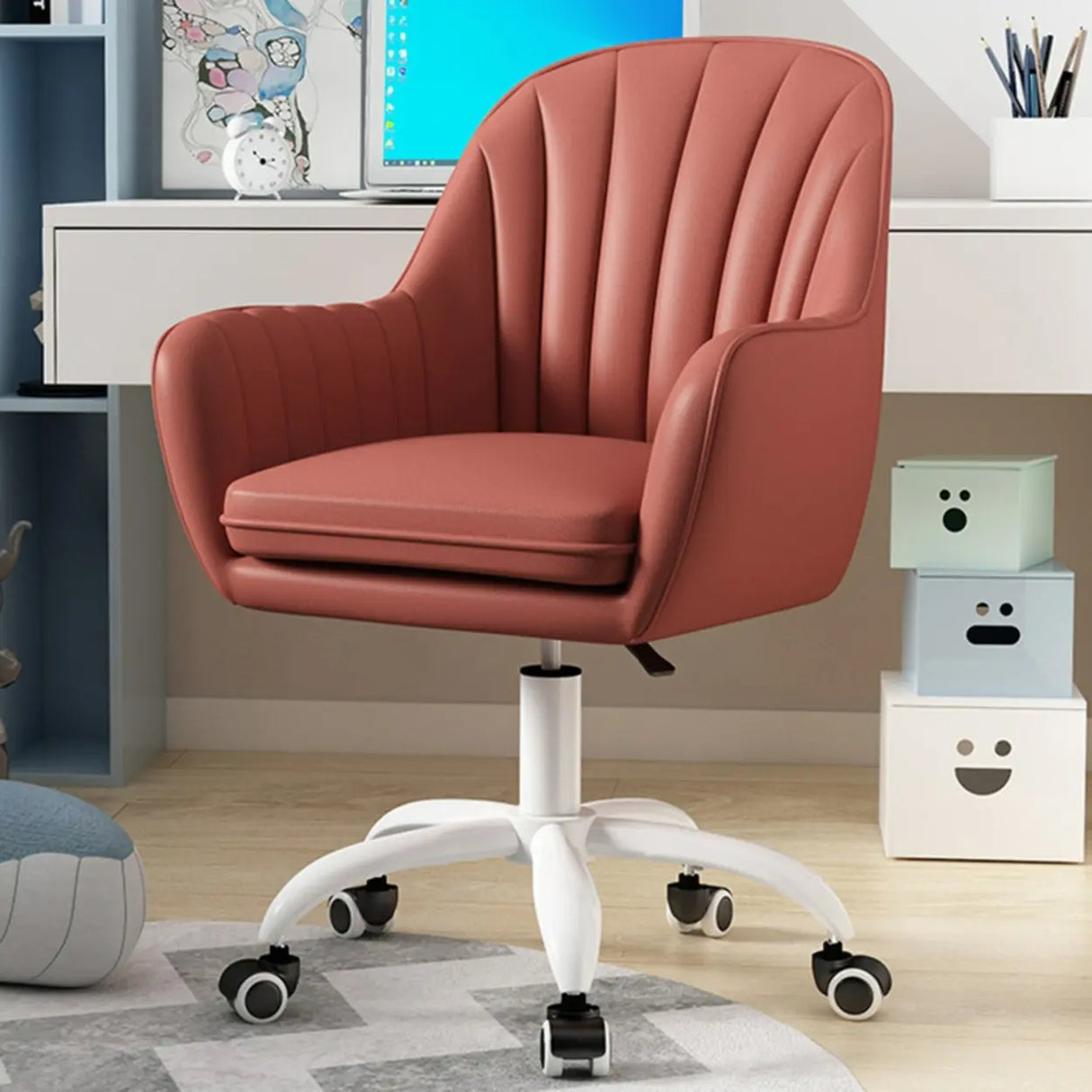 Adjustable Ergonomic Grey Swivel Bedroom Office Chair Image - 35