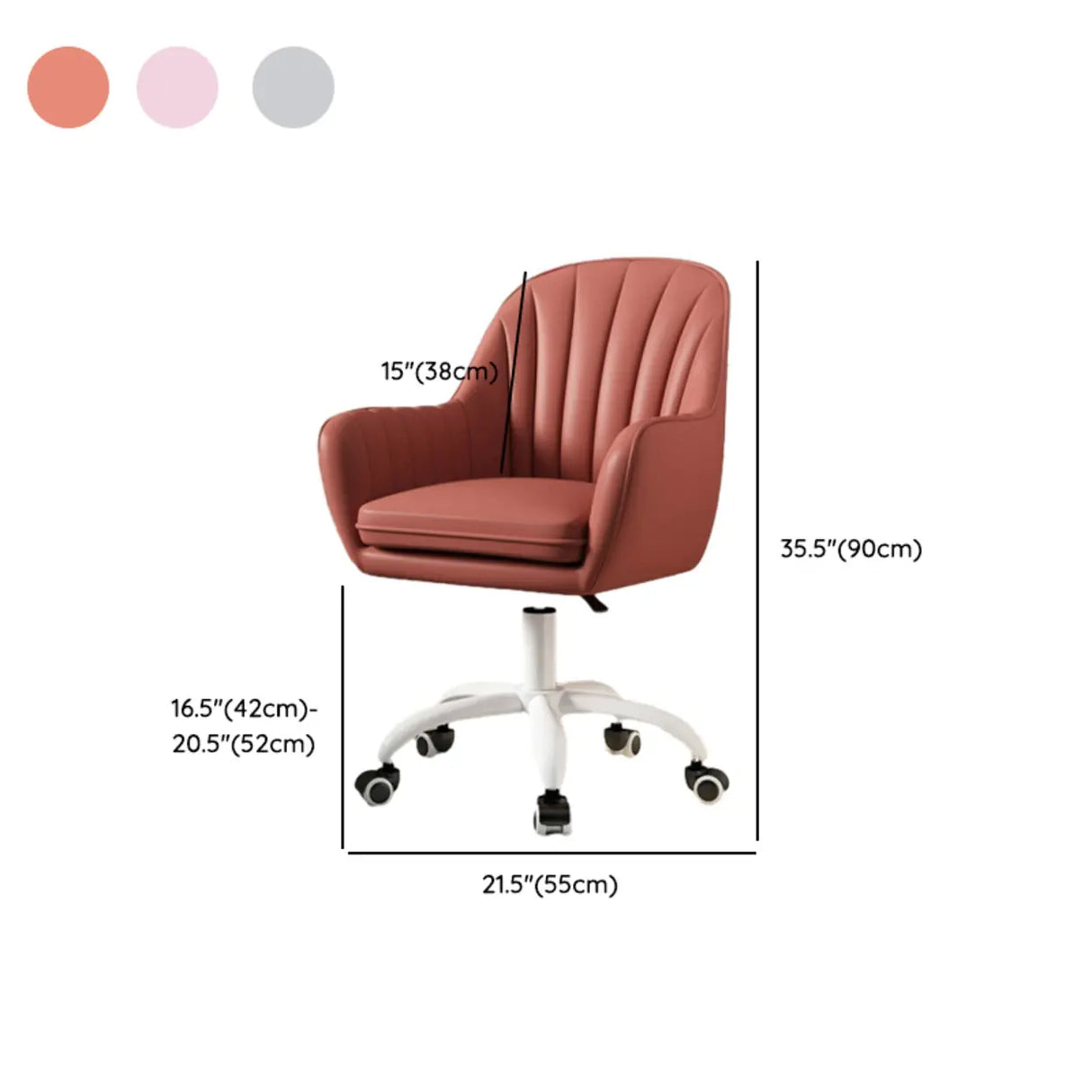 Adjustable Ergonomic Grey Swivel Bedroom Office Chair Image - 38