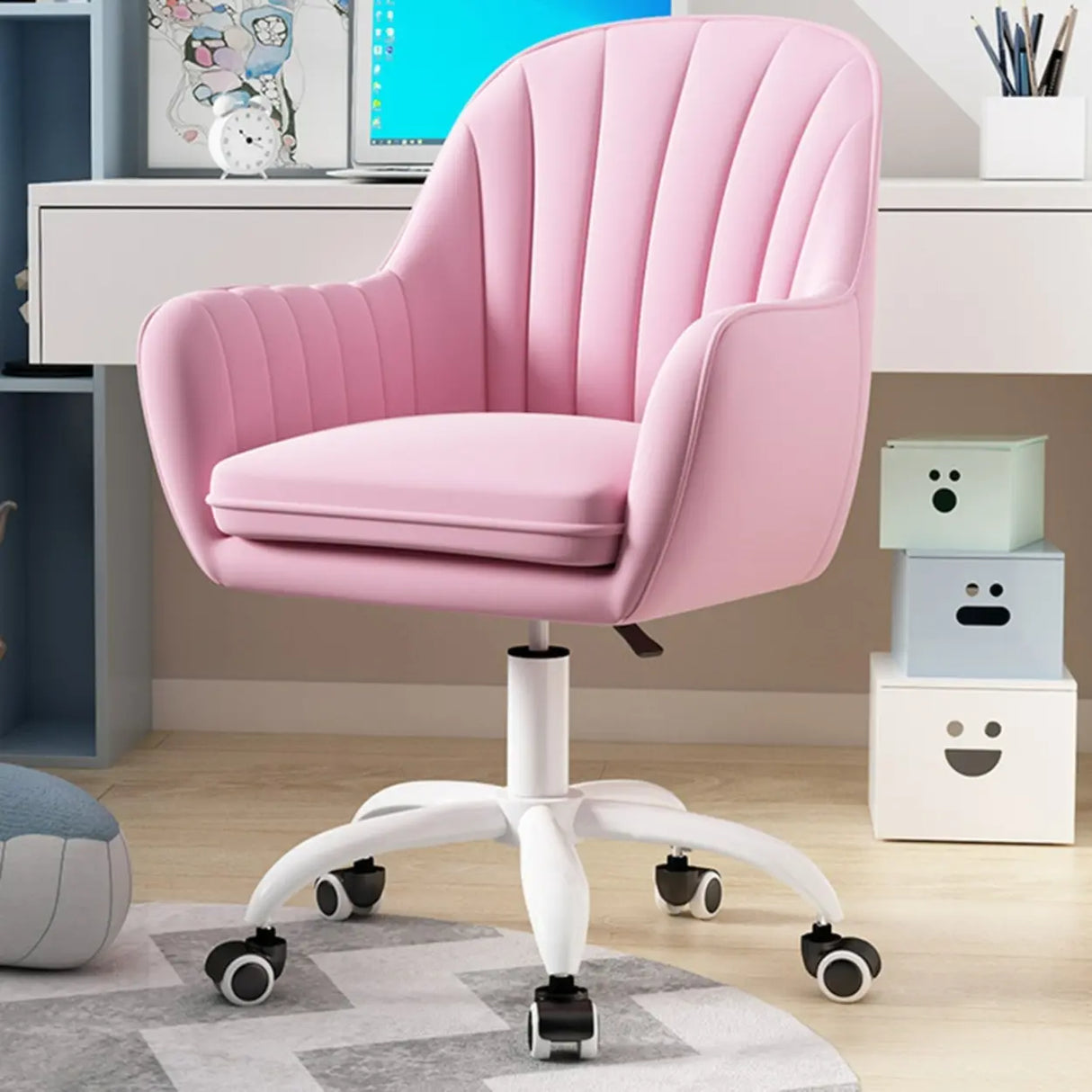 Adjustable Ergonomic Grey Swivel Bedroom Office Chair Image - 6