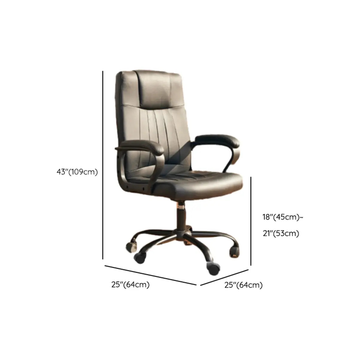Adjustable Ergonomic High-Back Calfskin Office Chair Image - 13