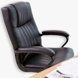Adjustable Ergonomic High-Back Calfskin Office Chair Image - 4