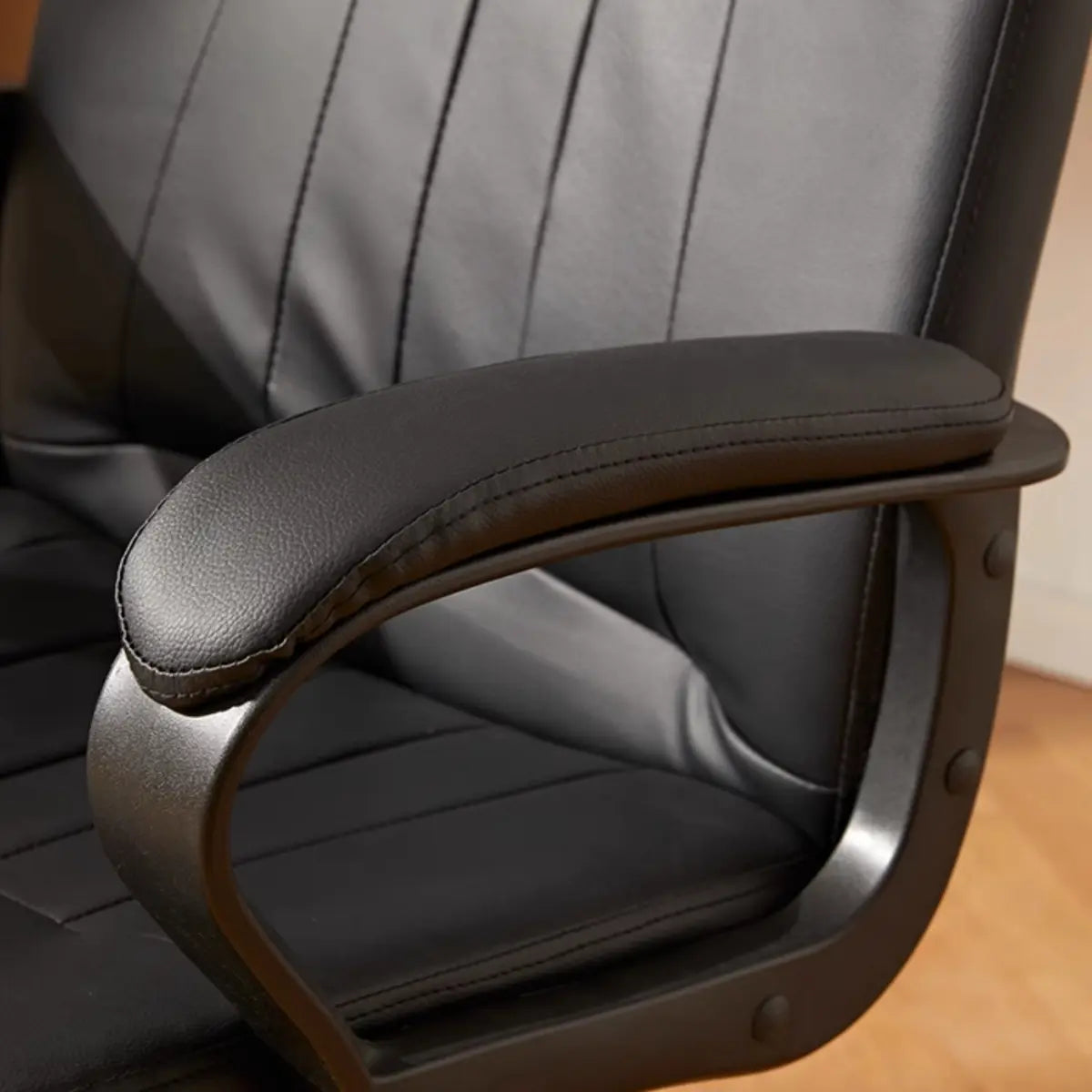 Adjustable Ergonomic High-Back Calfskin Office Chair Image - 6