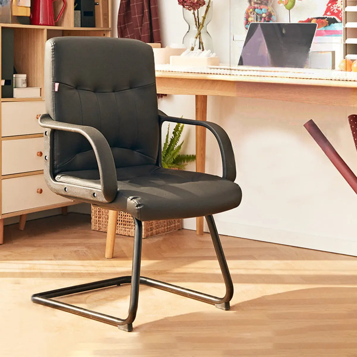 Adjustable Ergonomic High-Back Calfskin Office Chair Image - 7