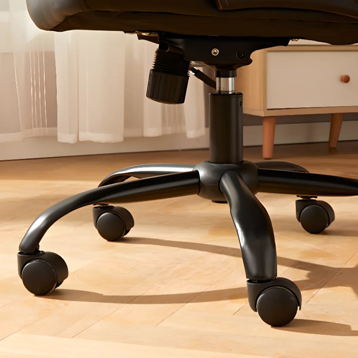 Adjustable Ergonomic High-Back Calfskin Office Chair Image - 8