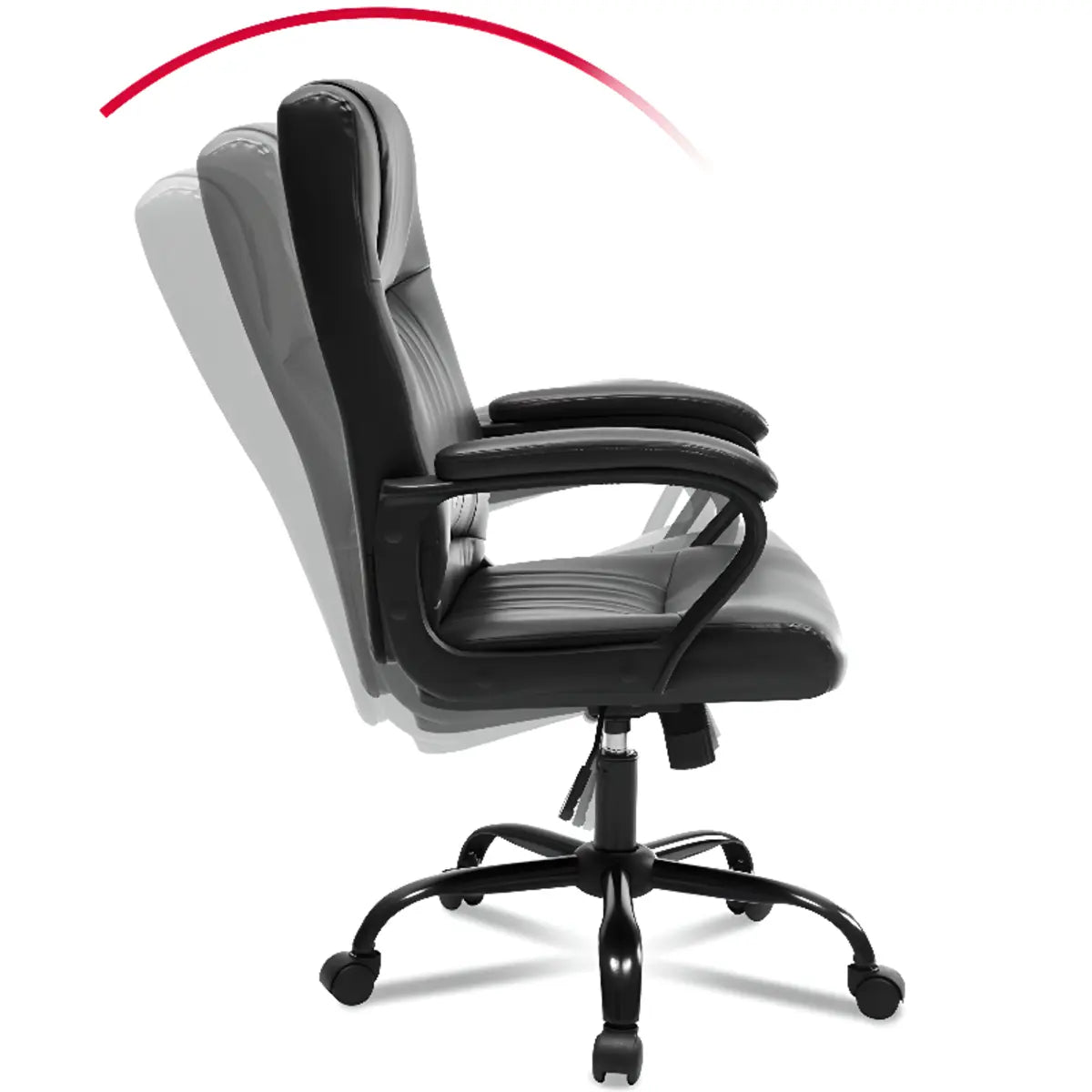 Adjustable Ergonomic High-Back Calfskin Office Chair Image - 9