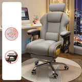 Adjustable Ergonomic Leather Footrest Cream Office Chair Image - 14