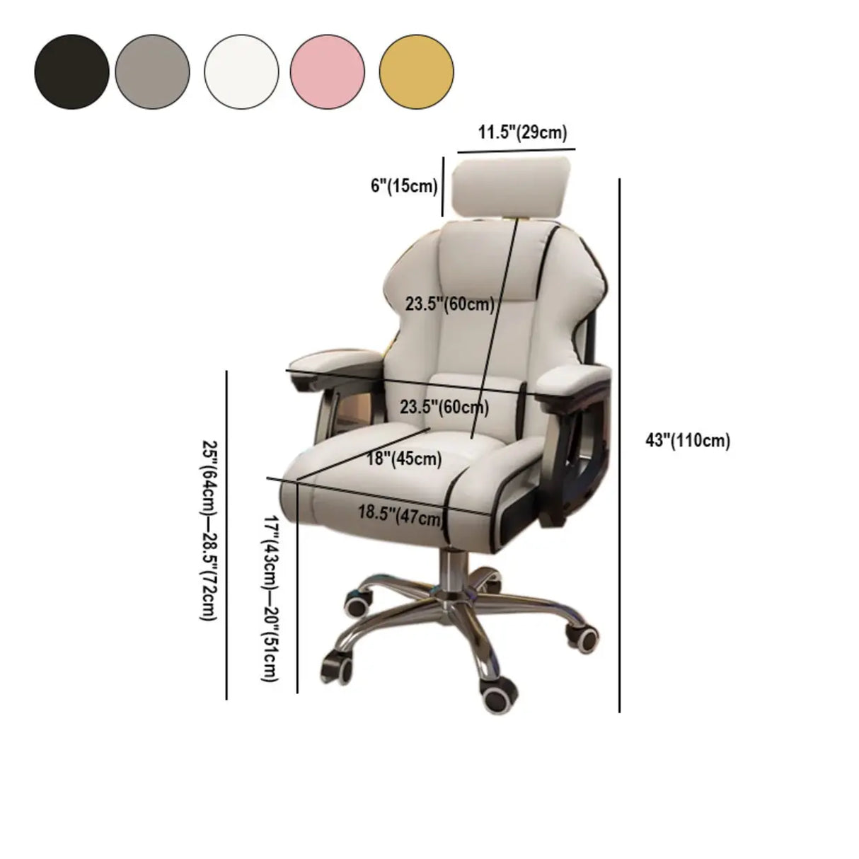Adjustable Ergonomic Leather Footrest Cream Office Chair 