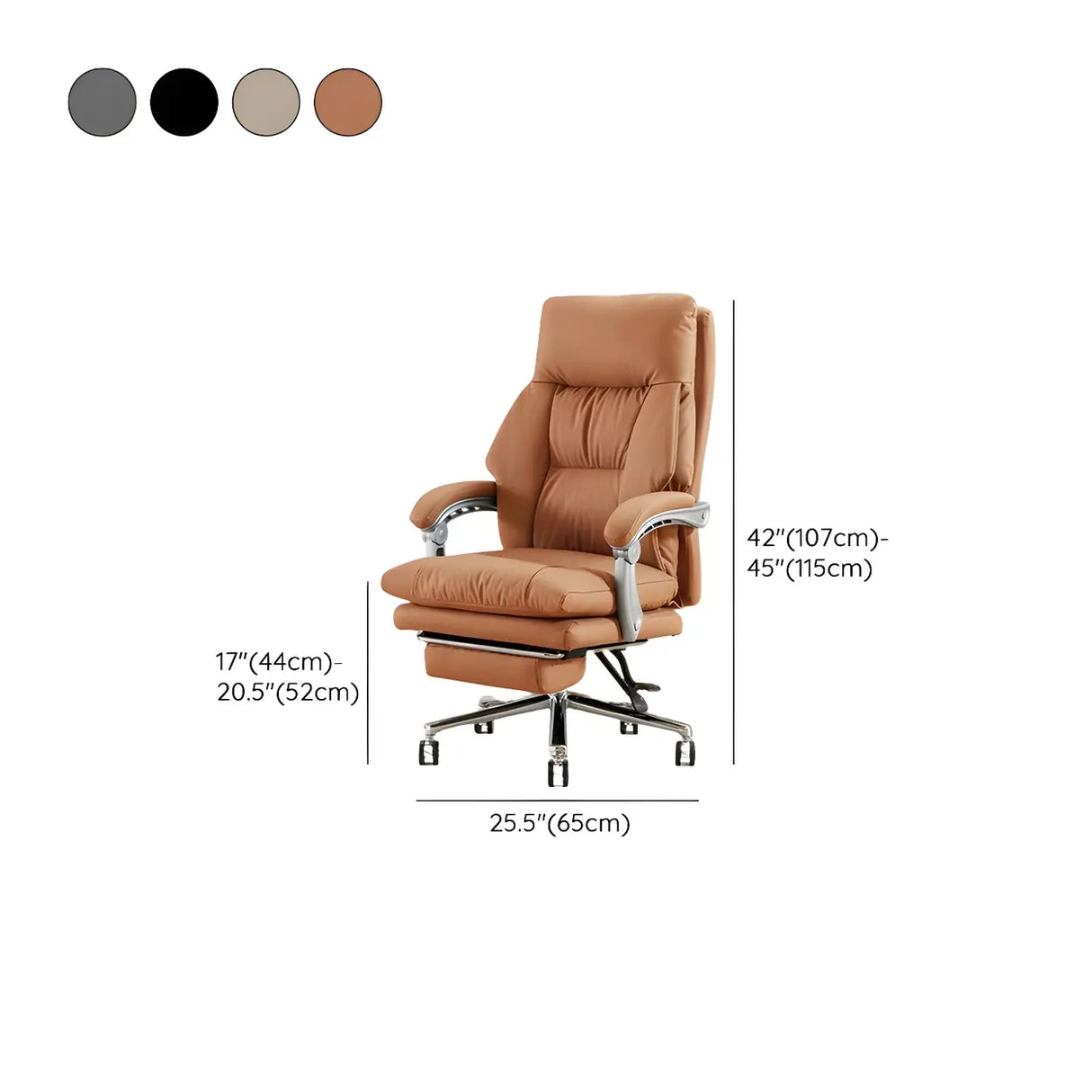 Adjustable Ergonomic Leather Office Chair with Footrest 