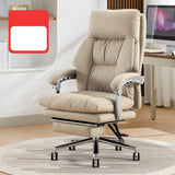Adjustable Ergonomic Leather Office Chair with Footrest Image - 3